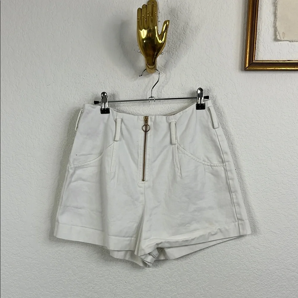 INTERMIX Denim High Waist Front Exposed Zip Jean Shorts